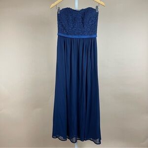 David's Bridal Size 2 Marine Lace Strapless Maxi Dress Wedding Guest Bridesmaid